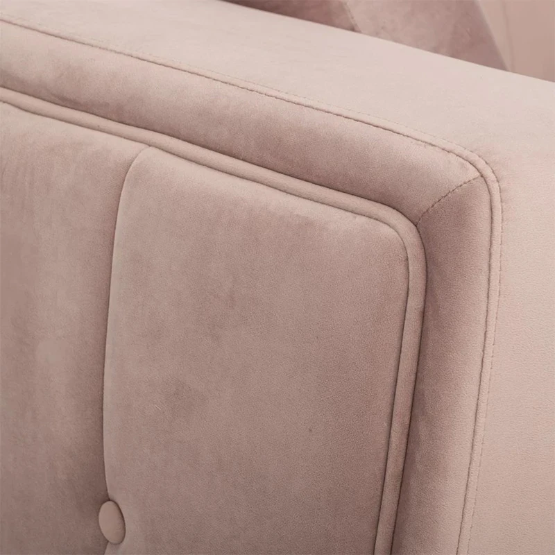 DUSTY PINK THREE-SEATER SOFA 236X86X85CM W SILVER METAL LEGS KD