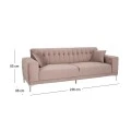 DUSTY PINK THREE-SEATER SOFA 236X86X85CM W SILVER METAL LEGS KD