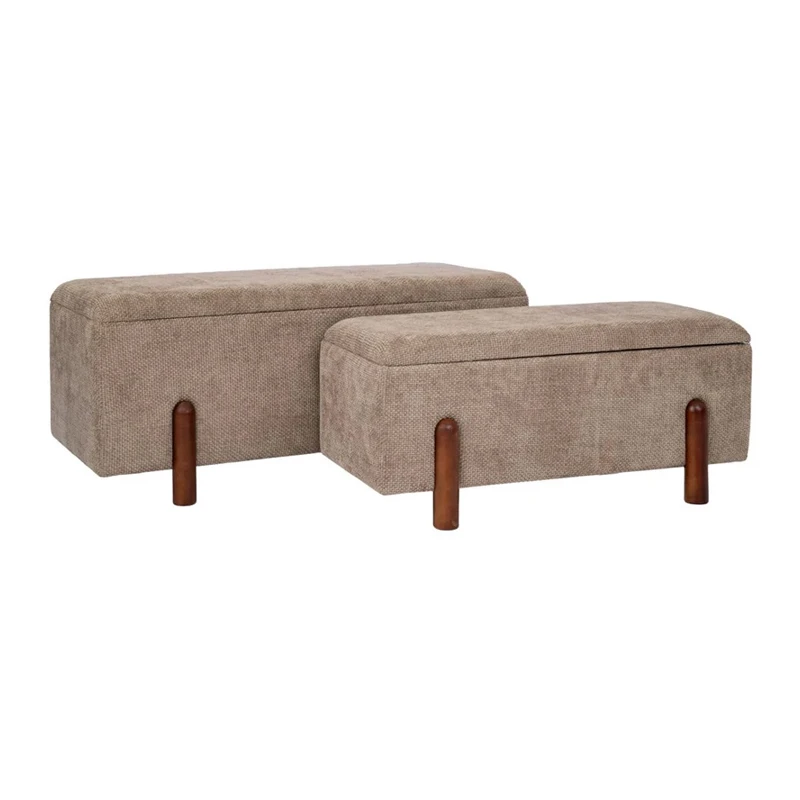ELEPHANT LENGTHY STOOL ON WOODEN LEGS AND INSIDE STORAGE D110X43X46CM D90X37X40CM