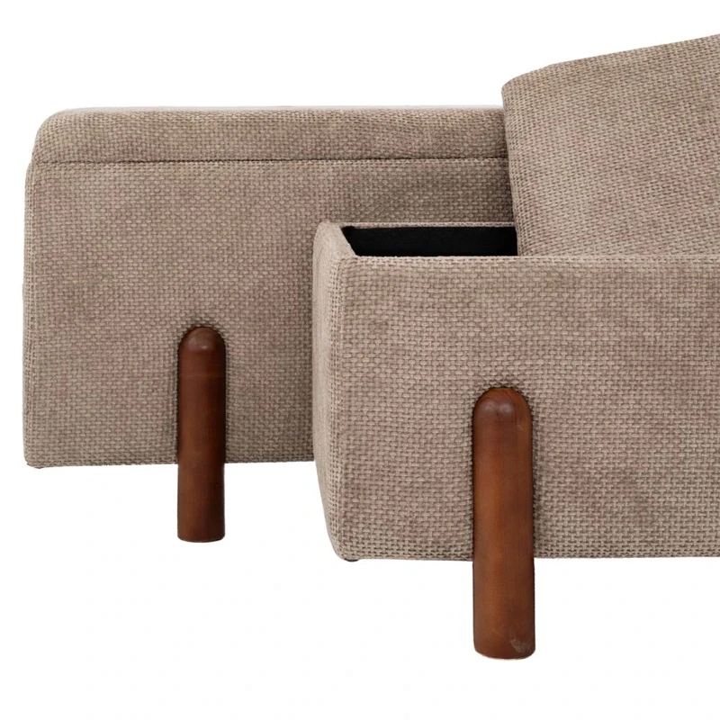 ELEPHANT LENGTHY STOOL ON WOODEN LEGS AND INSIDE STORAGE D110X43X46CM D90X37X40CM