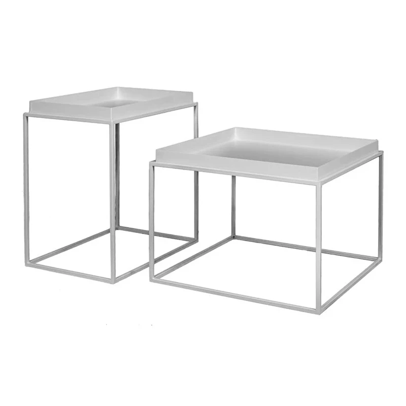 DECO WHITE METALLIC TABLE SET 2 60X60X40