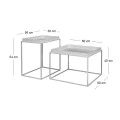 DECO WHITE METALLIC TABLE SET 2 60X60X40