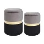 SΕΤ 2 BLACK GREY AND GOLD WOODEN STOOL 40x40x45 35x35x40CM