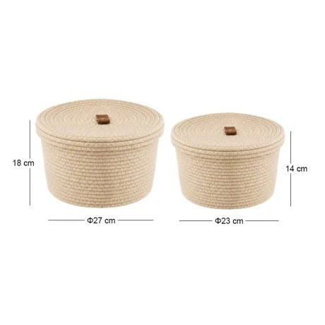 SET 2 ROPE BASKET IN CREAM COLOR D27X18 23X14CM