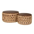 SET 2 KNITTED ROPE STOOL 70X39 55X30CM