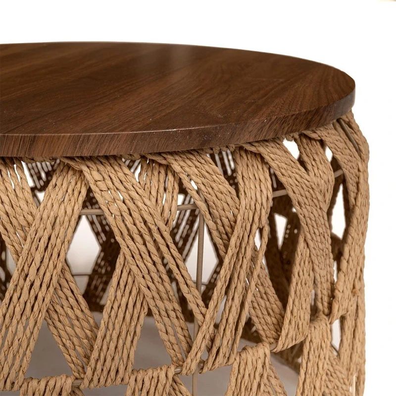 SET 2 KNITTED ROPE STOOL 70X39 55X30CM