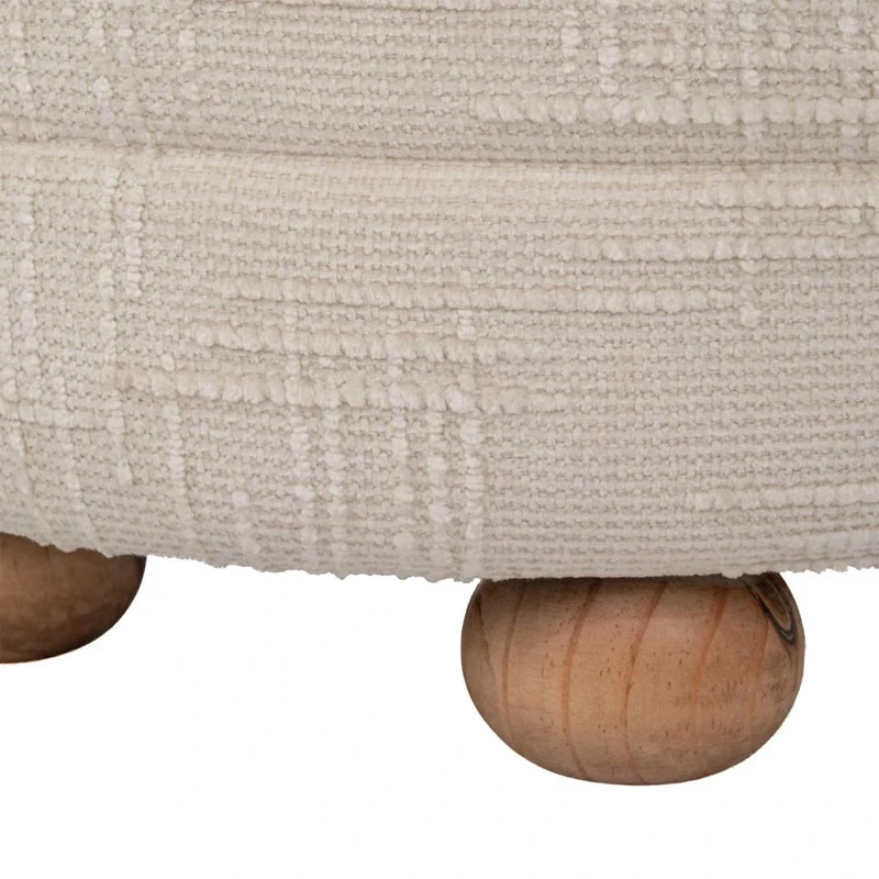 SET 2 CREAM FABRIC STOOL WITH STORAGE SPACE AND WOODEN BASE 83X83X42  63X63X35CM