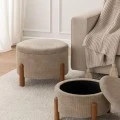 SET 2 ELEPHANT CIRCLE STOOL ON WOODEN LEGS AND INSIDE STORAGE D56X35CM D45X30CM