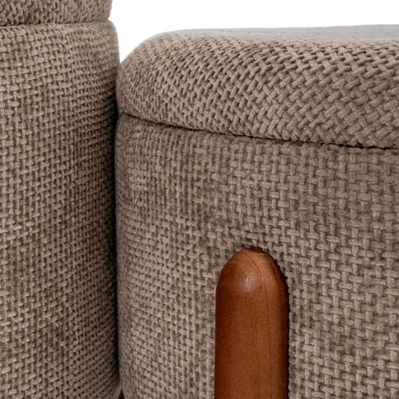 SET 2 ELEPHANT CIRCLE STOOL ON WOODEN LEGS AND INSIDE STORAGE D56X35CM D45X30CM