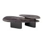 SET 2 GREY METAL TABLES WITH GREY BROWN MARBLE SURFACE 144X75X47CM