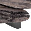 SET 2 GREY METAL TABLES WITH GREY BROWN MARBLE SURFACE 144X75X47CM