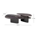 SET 2 GREY METAL TABLES WITH GREY BROWN MARBLE SURFACE 144X75X47CM