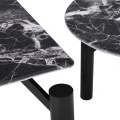 SET 2 BLACK METAL TABLES WITH BLACK MARBLE SURFACE 90X90X35CM D60X42CM
