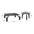SET 2 BLACK METAL TABLES WITH BLACK MARBLE SURFACE 90X90X35CM D60X42CM