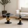 SET 2 BLACK GOLD METAL TABLES WITH BLACK AND WHITE CERAMIC SURFACE (MARBLE EFFECT) D80X47 D60X56