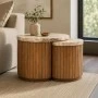 WOODEN COFFEE TABLES WITH WHITE SURFACE AND MARBLE EFFECT D75X40  D50X30CM