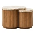 WOODEN COFFEE TABLES WITH WHITE SURFACE AND MARBLE EFFECT D75X40  D50X30CM