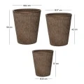 SET 3 BROWN FIBER CEMENT POT 30X33 37X42 44X50CM