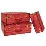 SET 3 RED CHECKERED LUGGAGE WITH GOLD DETAILS 53Χ38Χ20CM 48Χ32Χ17CM 38Χ25Χ14CM