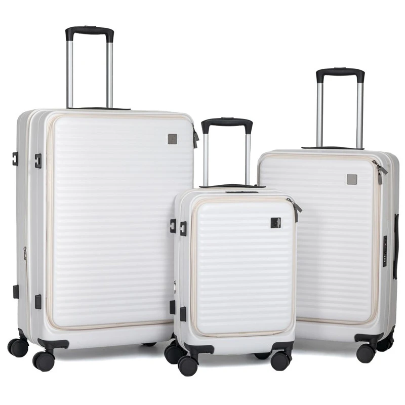 SET 3 WHITE SUITCASE WITH WHEELS 50 61 71CM