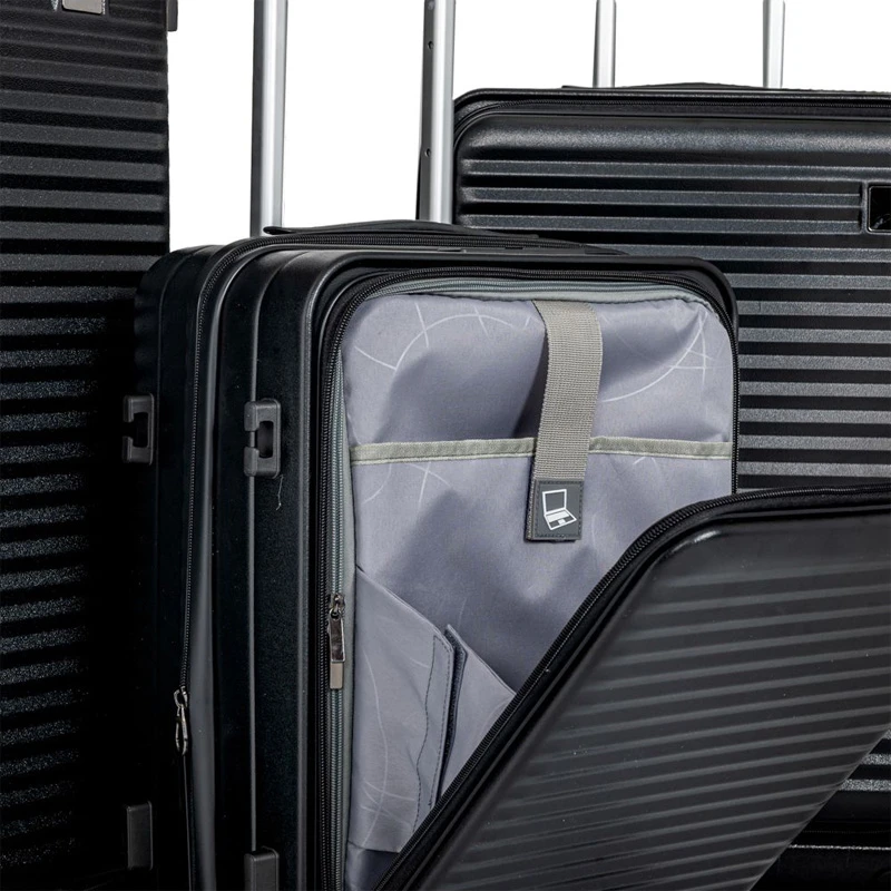 SET 3 BLACK SUITCASE WITH WHEELS 50 61 71CM