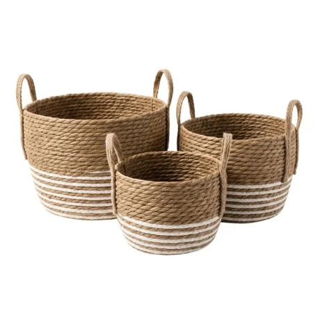 SET 3 NATURAL ROPE BASKET 31X25 27X22 24X18CM