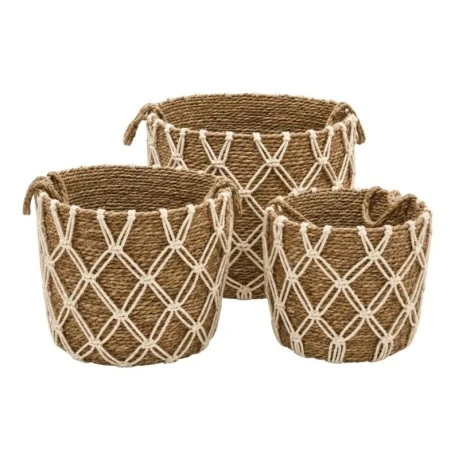 SET 3 NATURAL ROPE BASKET 42X39 38X34 35X29CM