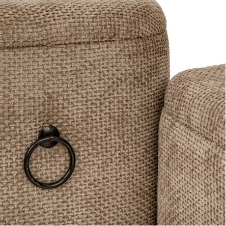 SET 3 ELEPHANT FABRIC SQUARE STORAGE STOOL WITH BLACK METAL HANDLES 38X38X43CM 33X33X33CM 27X27X27CM