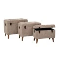 SET 3 ELEPHANT STOOL CHEST ON WOODEN LEGS D70X41X56CM 63X35X45CM 55X30X40CM