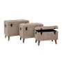 SET 3 ELEPHANT STOOL CHEST ON WOODEN LEGS D70X41X56CM 63X35X45CM 55X30X40CM