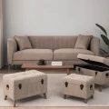 SET 3 ELEPHANT STOOL CHEST ON WOODEN LEGS D70X41X56CM 63X35X45CM 55X30X40CM