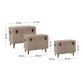 SET 3 ELEPHANT STOOL CHEST ON WOODEN LEGS D70X41X56CM 63X35X45CM 55X30X40CM