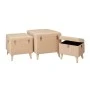 SET 3 CRΘME FOLDING STOOL CHEST WITH SILVER DETAILS 60X60X56CM 50X50X36CM 40X40X29CM