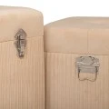 SET 3 CRΘME FOLDING STOOL CHEST WITH SILVER DETAILS 60X60X56CM 50X50X36CM 40X40X29CM