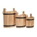 SET 3 SEMICIRCLE WOODEN PLANTER BUCKETS IN NATURAL COLOR D30,5Χ15,5Χ27  D28Χ13Χ21  D21Χ10,5Χ17CM