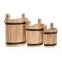 SET 3 SEMICIRCLE WOODEN PLANTER BUCKETS IN NATURAL COLOR D30,5Χ15,5Χ27  D28Χ13Χ21  D21Χ10,5Χ17CM