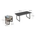 CITY Dining Set (Table 180x90cm+6 Armchairs) Alu Anthracite/Beige
