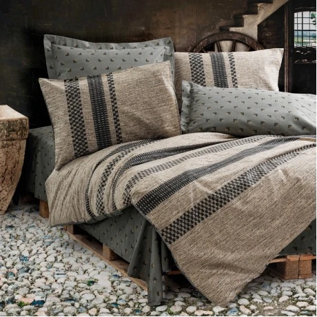 Σετ παπλωματοθήκη Arlo Cotton Box 3 τμχ Μονή (160x220) χρώμα καφέ - γκρι