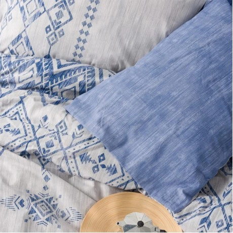 Σετ παπλωματοθήκη Cleo Cotton Box 4 τμχ Διπλή (200x220) χρώμα μπλε