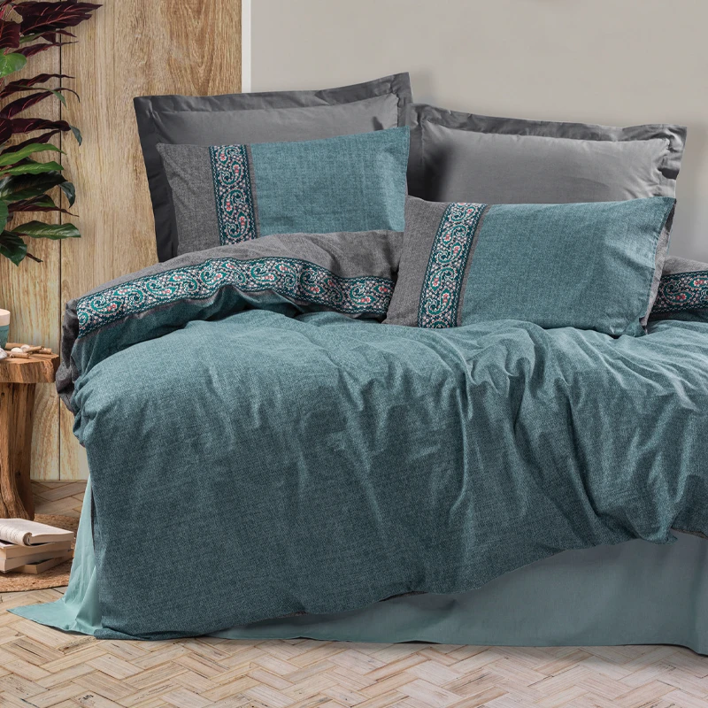 Ema Duvet cover set 3 pcs Single 160x220  petrol blue color