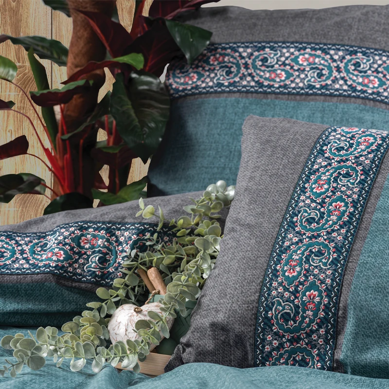 Ema Duvet cover set 3 pcs Single 160x220  petrol blue color