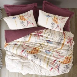 Flos Duvet cover set 3 pcs Single 160x220 claret red color Flos Duvet cover set 3 pcs Single 160x220 claret red color