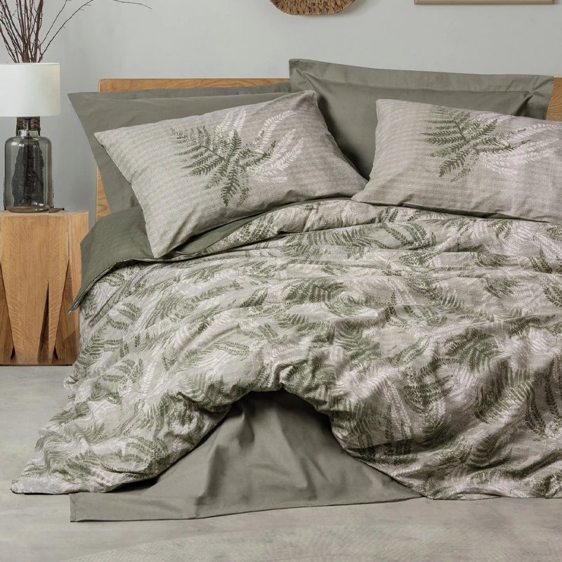 Frond Duvet cover set 4 pcs Double 200x220  khaki color