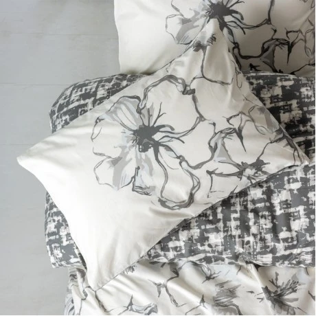Σετ παπλωματοθήκη Hilaris Cotton Box 4 τμχ Διπλή (200x220) χρώμα ανθρακί