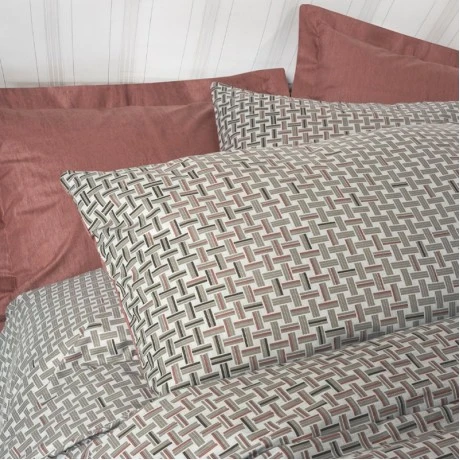 Σετ παπλωματοθήκη Mote Cotton Box 4 τμχ Διπλή (200x220) χρώμα κόκκινο - γκρι