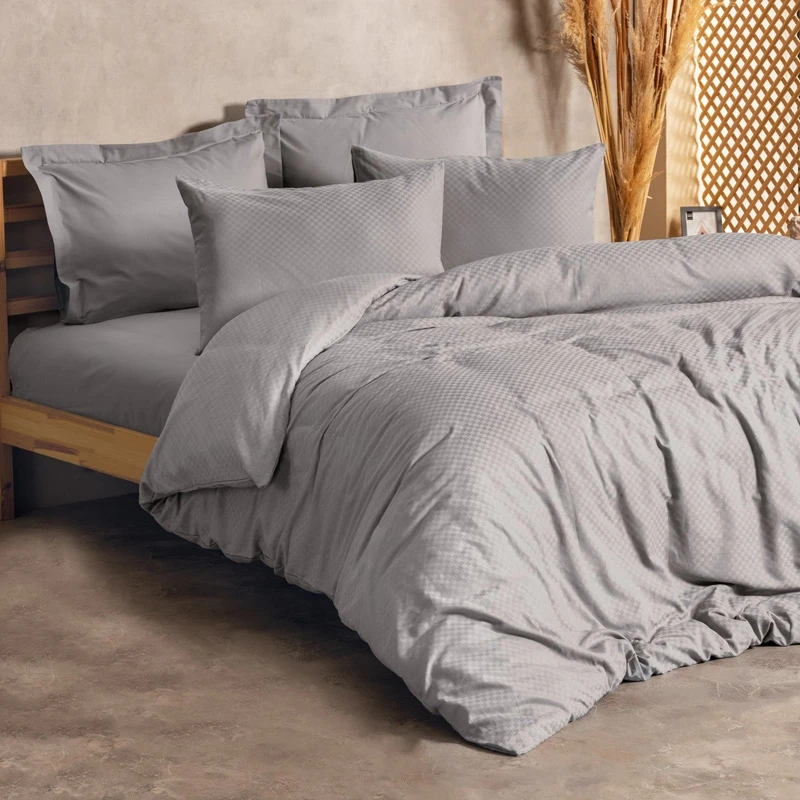 Plaid Duvet cover set 3 pcs Single 160x220  grey color