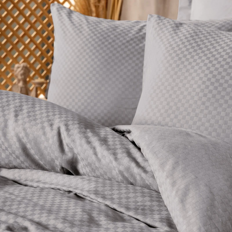 Plaid Duvet cover set 3 pcs Single 160x220  grey color