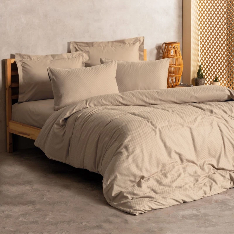 Plaid Duvet cover set 3 pcs Single 160x220 mink color