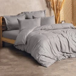 Plaid Duvet cover set 4 pcs Double 200x220 grey color Plaid Duvet cover set 4 pcs Double 200x220 grey color