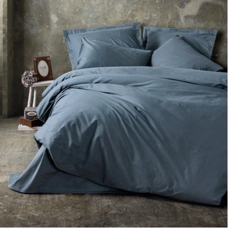 Σετ παπλωματοθήκη Plain Cotton Box 4 τμχ Διπλή (200x220) χρώμα ανθρακί